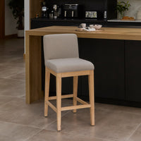 Outlet - Nolan Fawn Linen Bar Stool - Whitewash Oak Legs