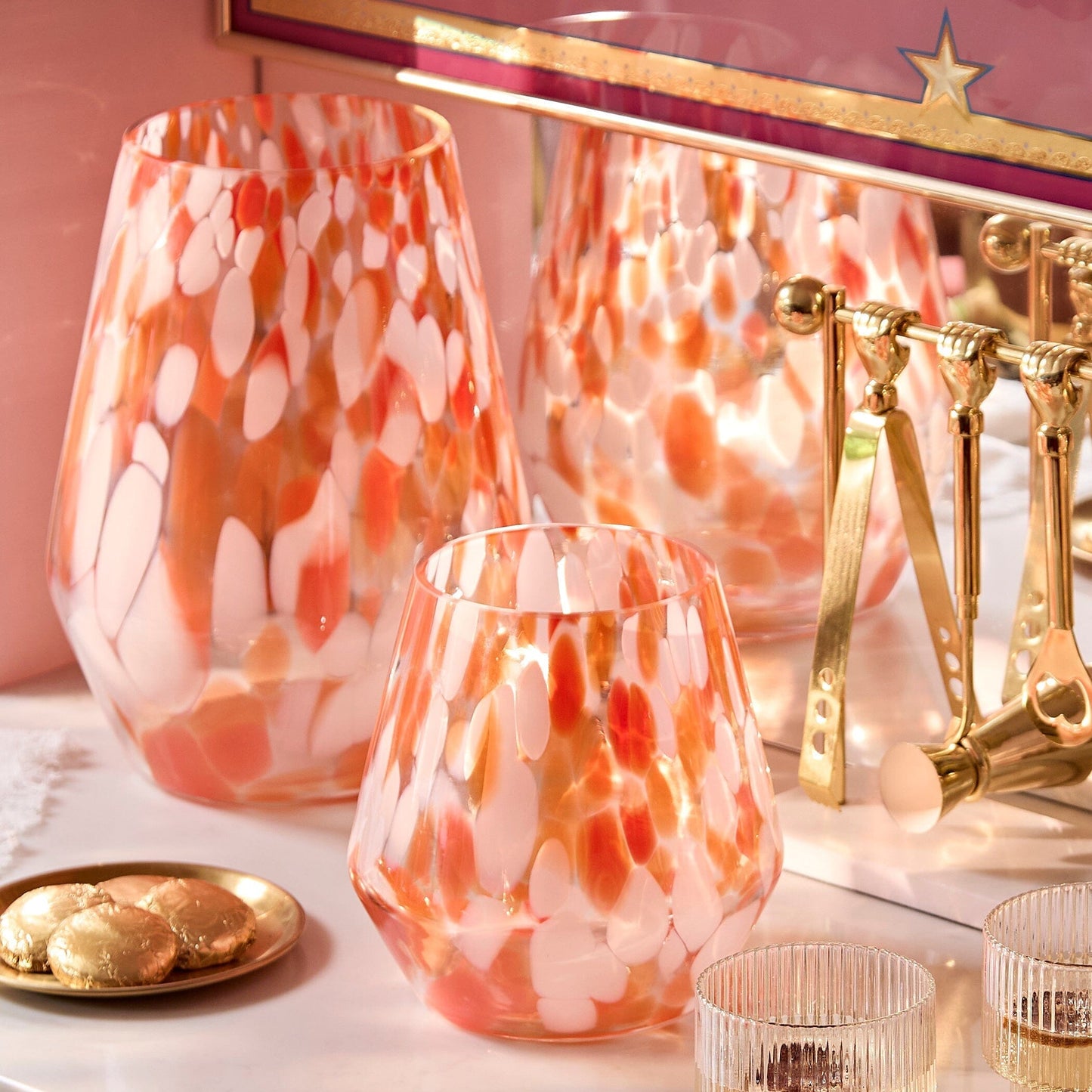 Outlet - Lazio 28cm Glass Vase - Paprika Confetti