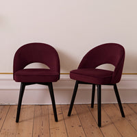 Amelia Black Extending Dining Table Set - 6 Seater - Marilyn Burgundy Red Dining Chairs - Black Legs