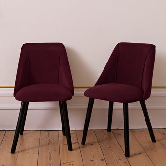 compare product Outlet - Freya Burgundy Red Dining Chair - Set of 2 - Black Oak Legs
