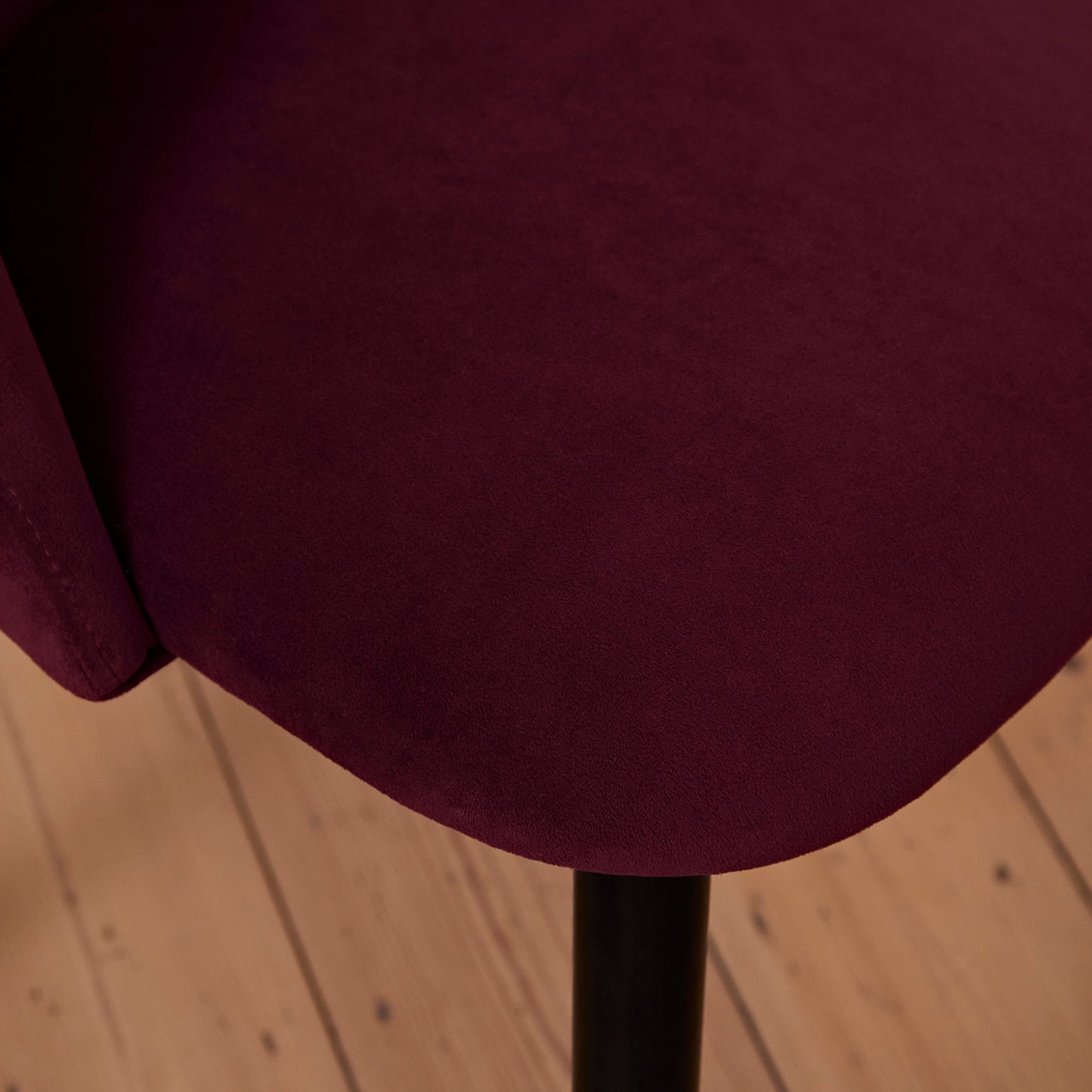 Outlet - Freya Burgundy Red Dining Chair - Set of 2 - Black Oak Legs