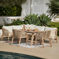 Shiro Wooden Garden Corner Dining Sofa Set with 2 Nala Sand Chairs