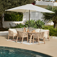 Shiro Wooden Garden Corner Dining Sofa Set with 2 Nala Sand Chairs