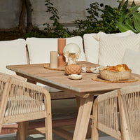 Shiro Wooden Garden Corner Dining Sofa Set with 2 Nala Sand Chairs