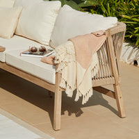 Shiro Wooden Garden Corner Dining Sofa Set with 2 Nala Sand Chairs