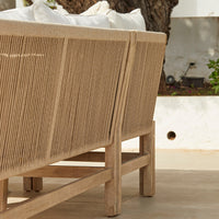 Shiro Wooden Garden Corner Dining Sofa Set with 2 Nala Sand Chairs