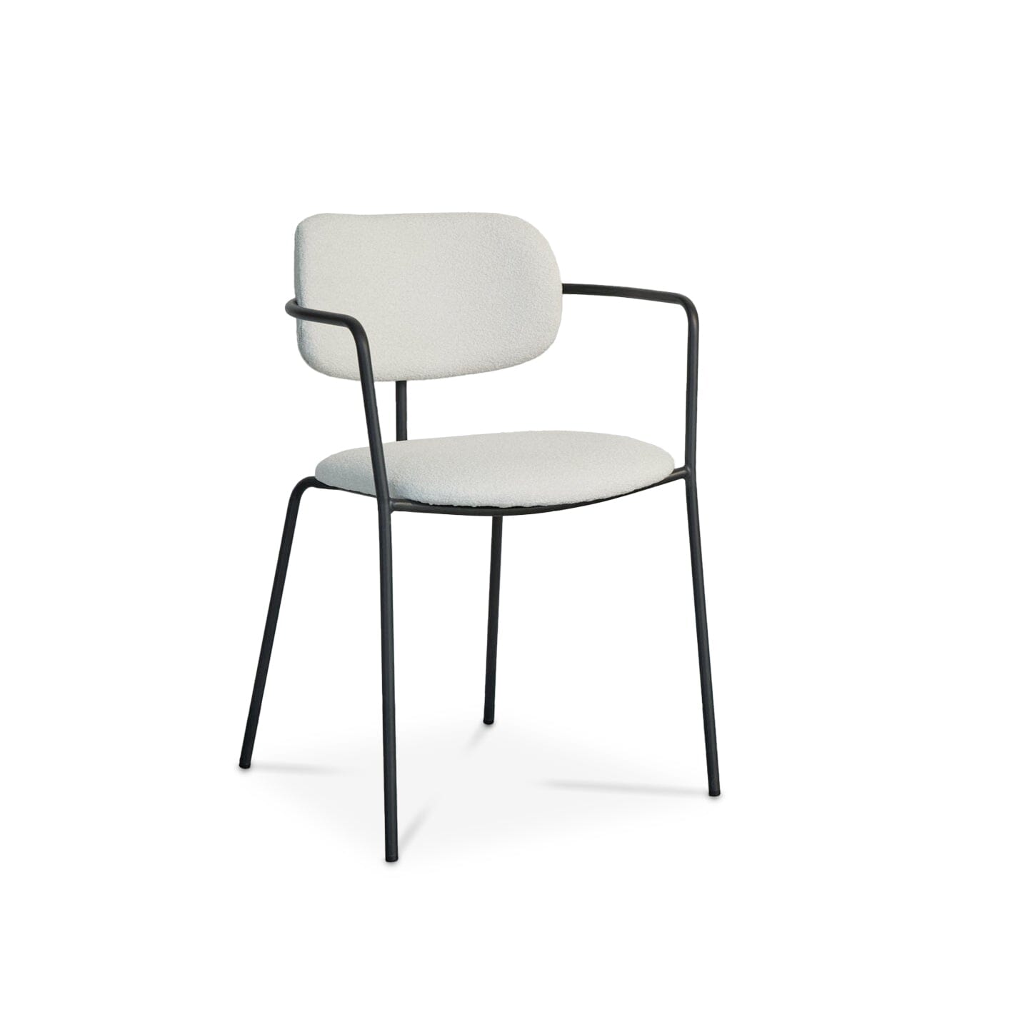 Luca Light Beige Boucle Dining Chairs - Set of 4 - Black Legs