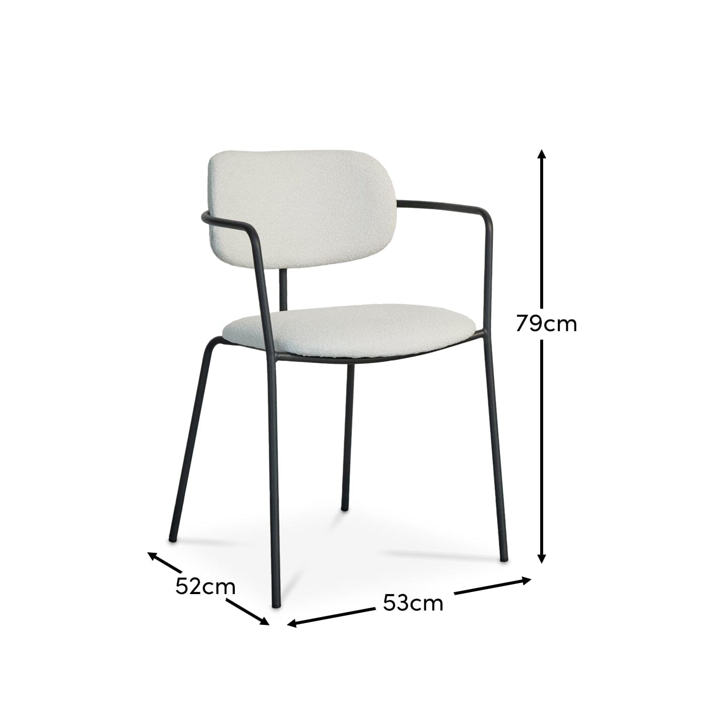 Luca Light Beige Boucle Dining Chairs - Set of 4 - Black Legs