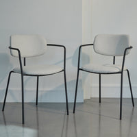 Luca Light Beige Boucle Dining Chairs - Set of 4 - Black Legs