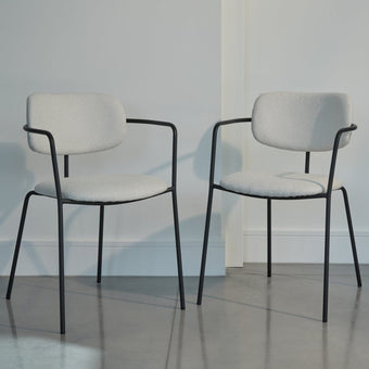 compare product Luca Light Beige Boucle Dining Chairs - Set of 4 - Black Legs