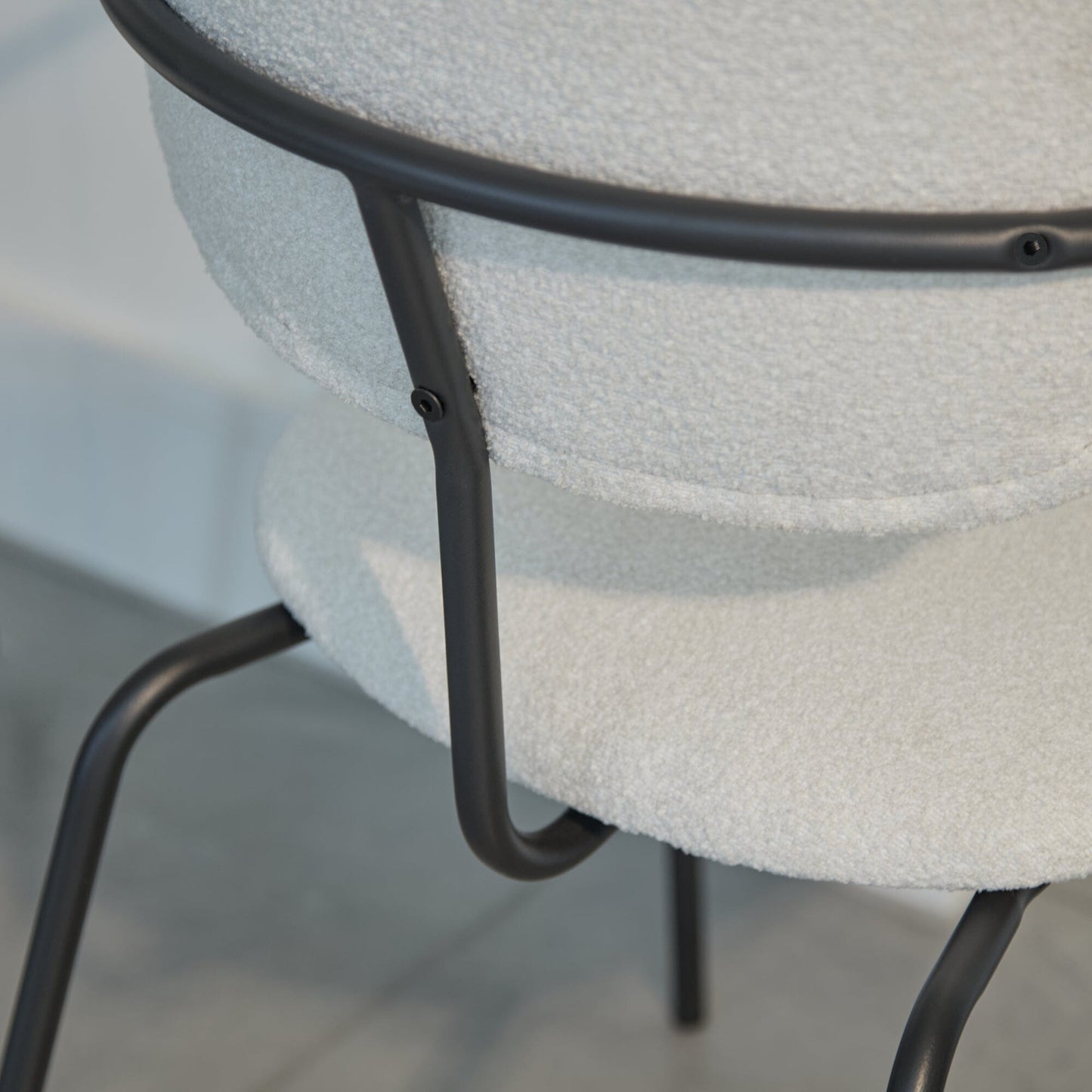 Luca Light Beige Boucle Dining Chairs - Set of 4 - Black Legs