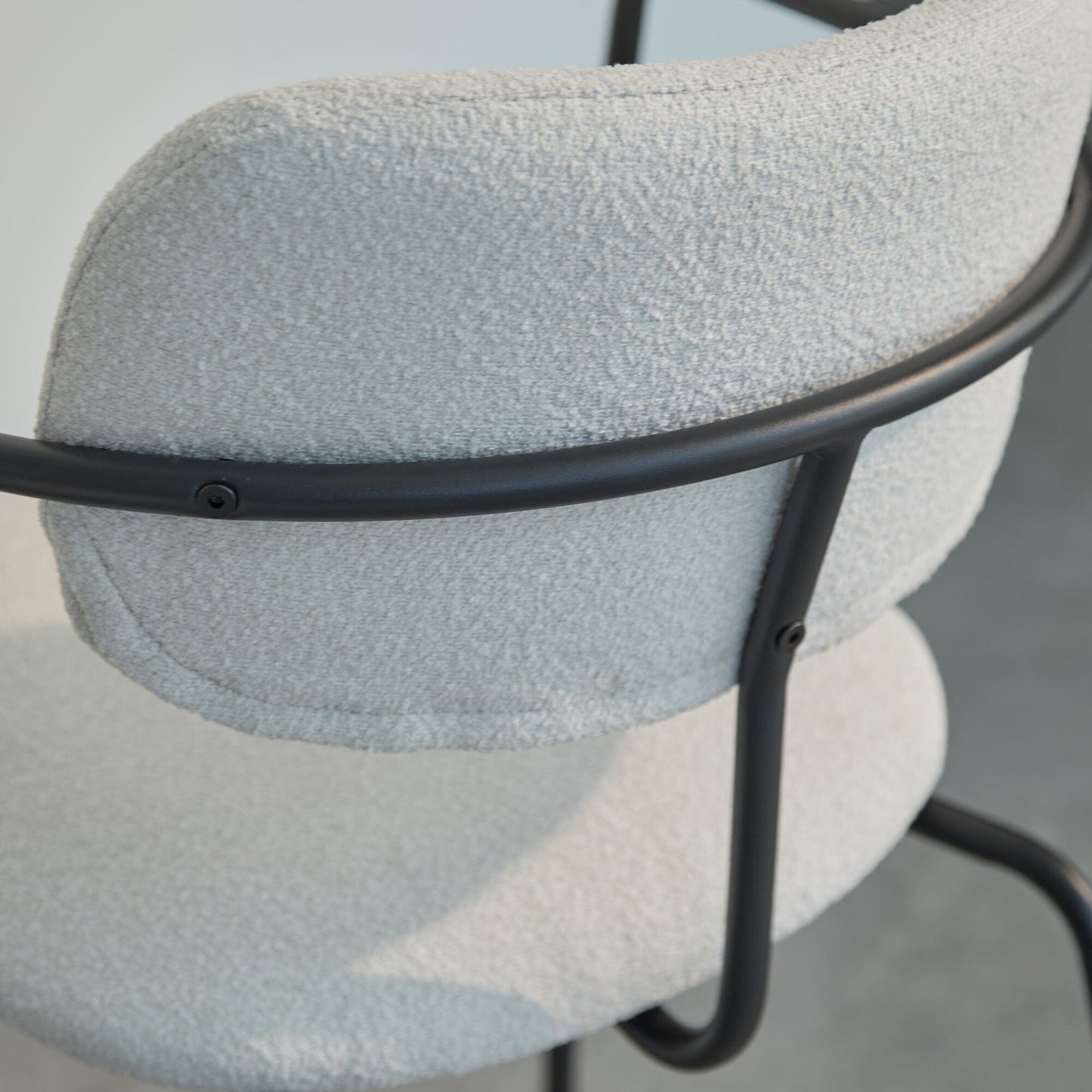 Luca Light Beige Boucle Dining Chairs - Set of 4 - Black Legs