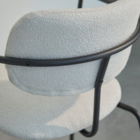 Luca Light Beige Boucle Dining Chairs - Set of 4 - Black Legs