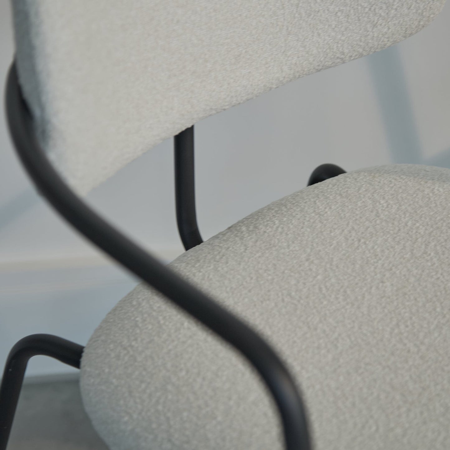 Luca Light Beige Boucle Dining Chairs - Set of 4 - Black Legs