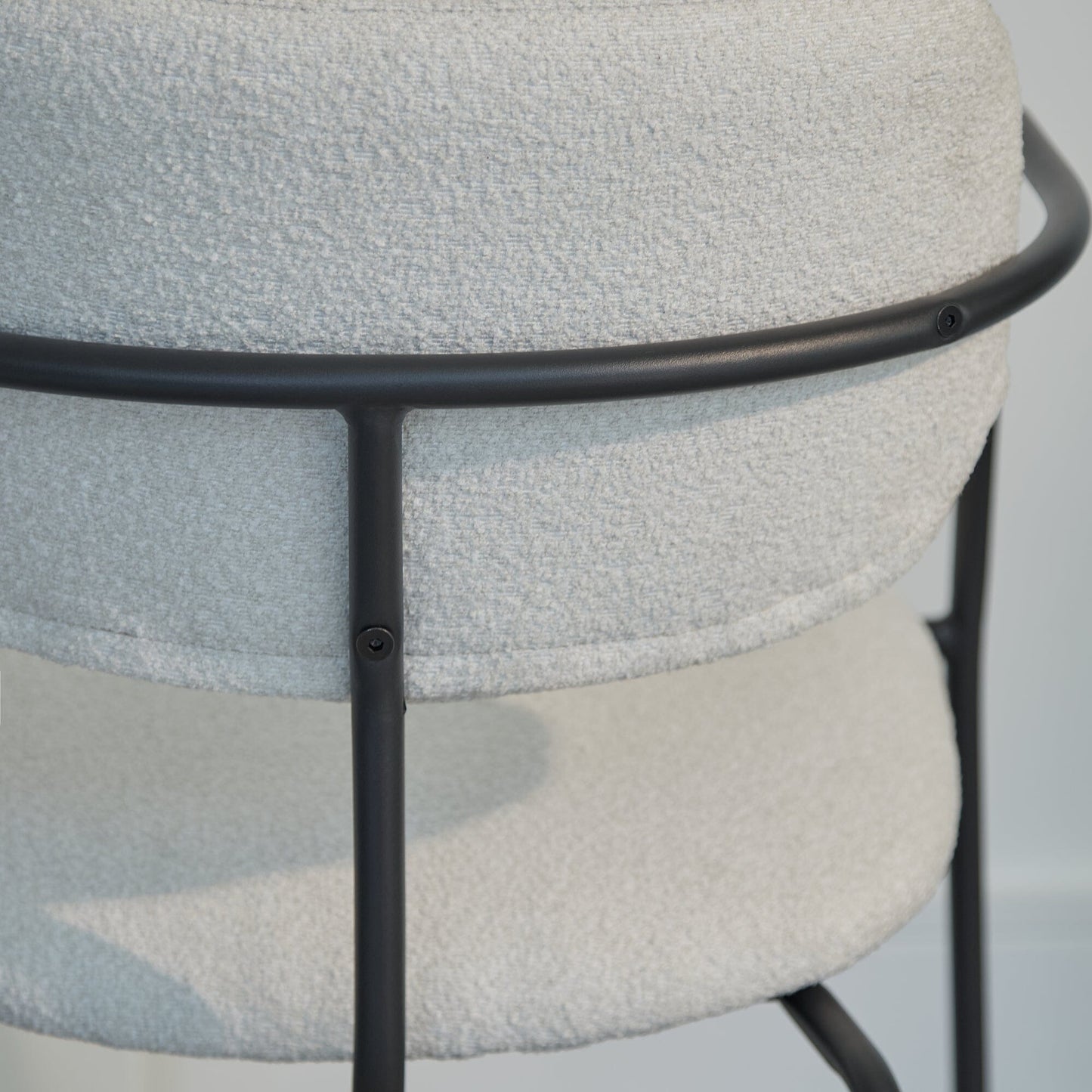 Luca Light Beige Boucle Dining Chairs - Set of 4 - Black Legs