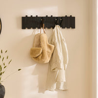 Outlet - Lowell Wooden Folding Coat Rack - Black Oak
