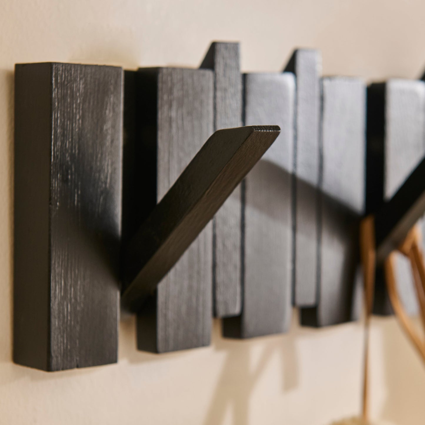 Outlet - Lowell Wooden Folding Coat Rack - Black Oak
