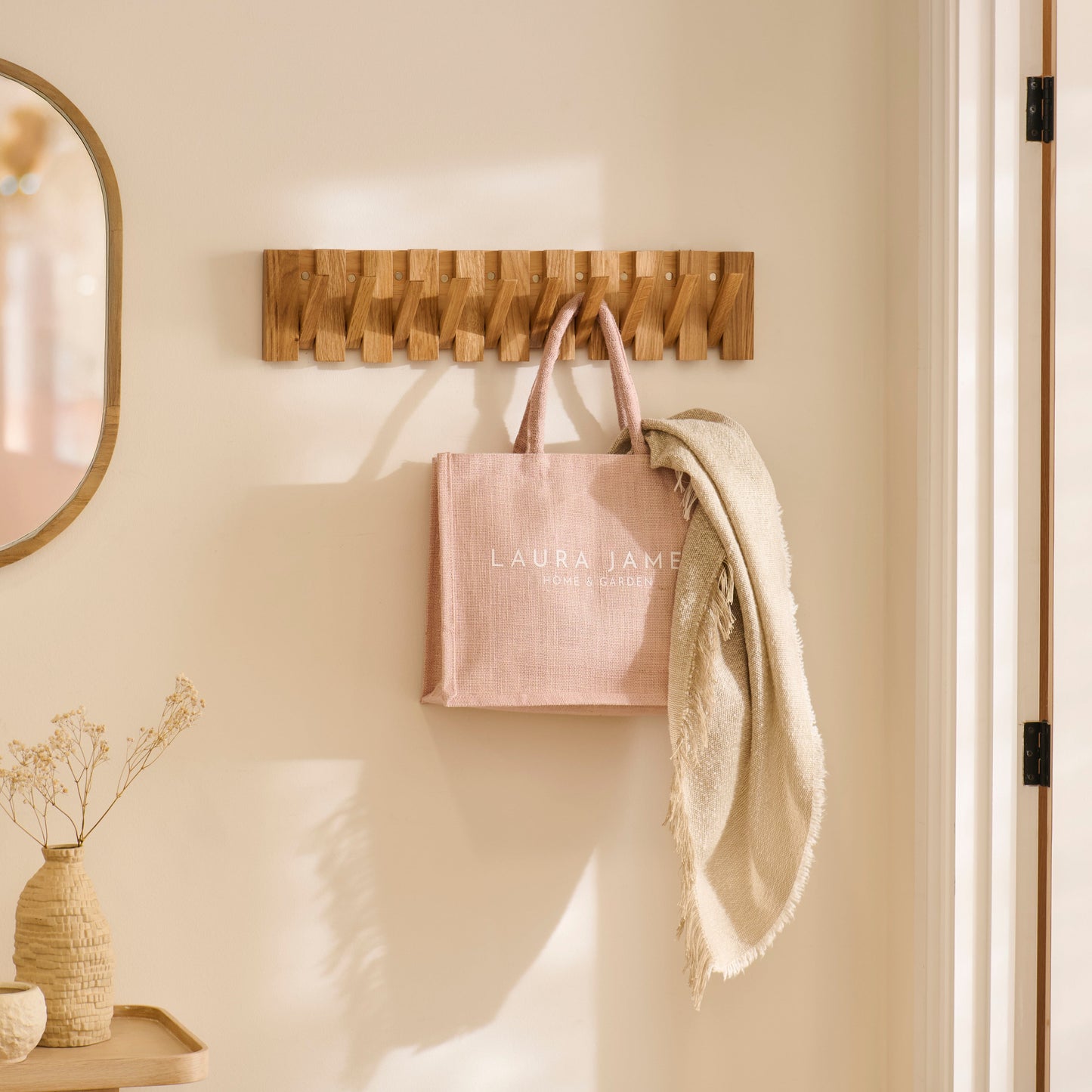 Outlet - Lowell Folding Coat Rack - Pale Oak