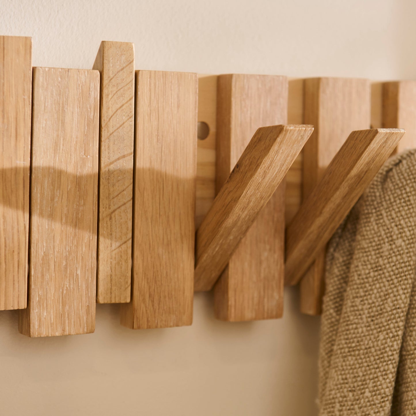 Outlet - Lowell Whitewash Oak Folding Coat Rack