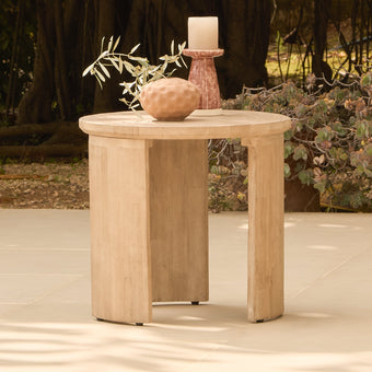 compare product Mali Wooden Garden Side Table - Brushed Light Acacia