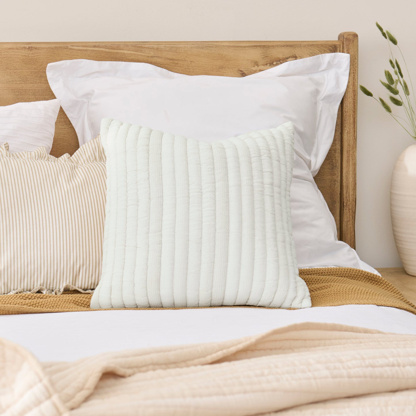 Malton 45 x 45cm Cotton Cushion Cover - White
