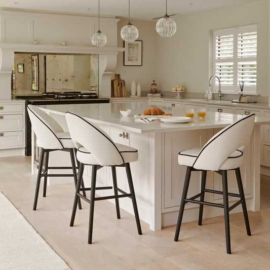 Outlet - Marilyn Ivory Bar Stool - Black Oak Legs