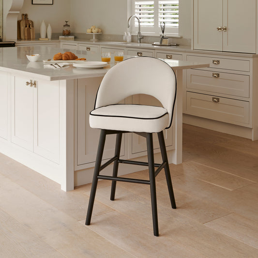 Outlet - Marilyn Ivory Bar Stool - Black Oak Legs