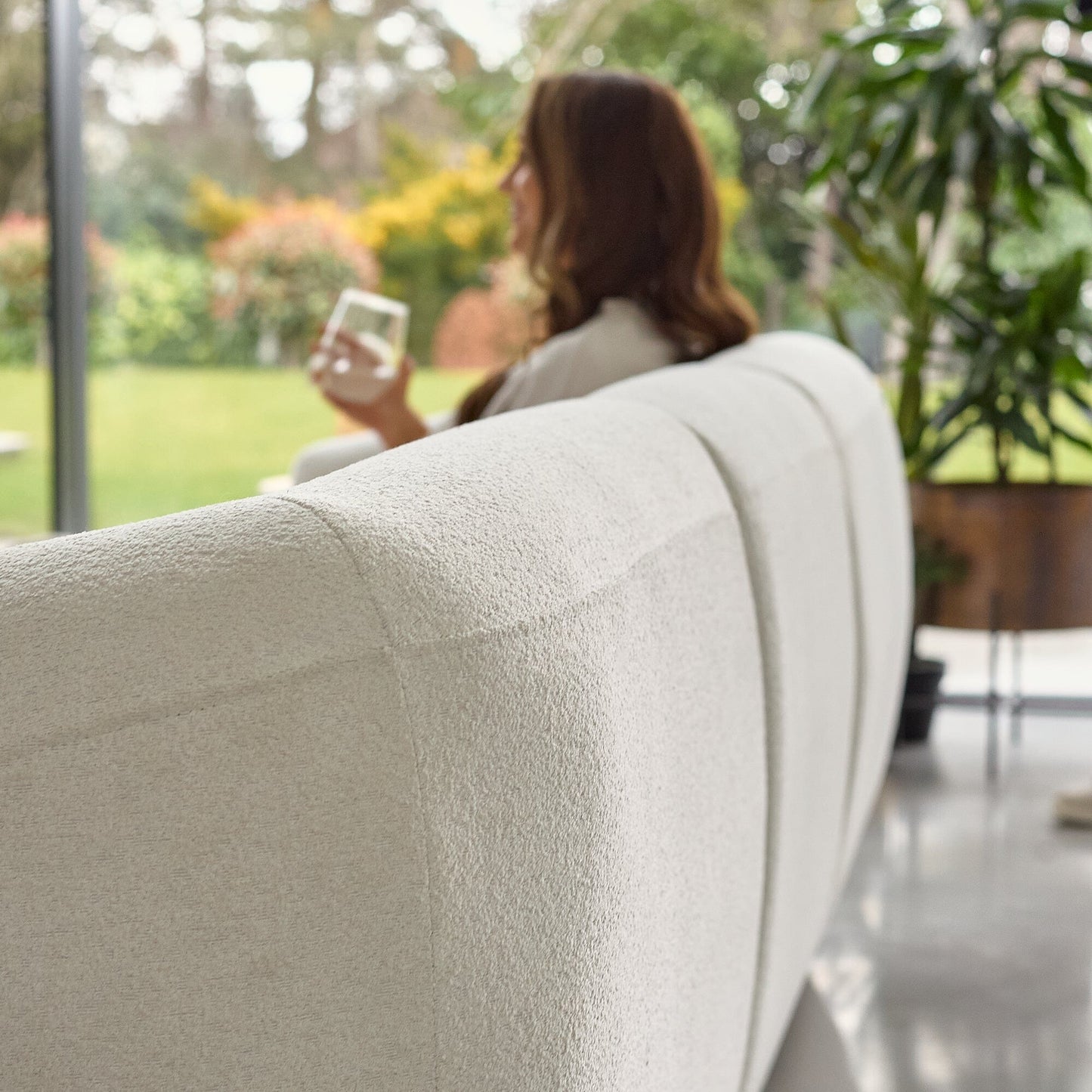 Outlet - Nathalia Right Chaise Corner Sofa - Chalk White Boucle
