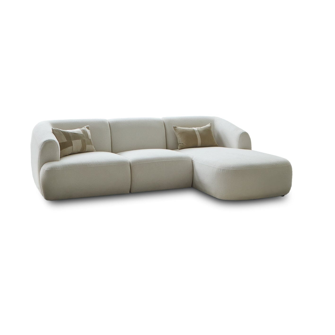 Outlet - Nathalia Right Chaise Corner Sofa - Chalk White Boucle