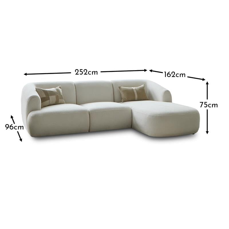 Outlet - Nathalia Right Chaise Corner Sofa - Chalk White Boucle
