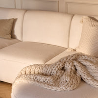 Outlet - Nathalia Right Chaise Corner Sofa - Chalk White Boucle