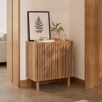 compare product Outlet - Nia 2 Door Small Sideboard - Seasoned Oak
