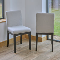 Amelia Black Extending Dining Table Set - 6 Seater - Nolan Fawn Linen Dining Chairs - Black Legs