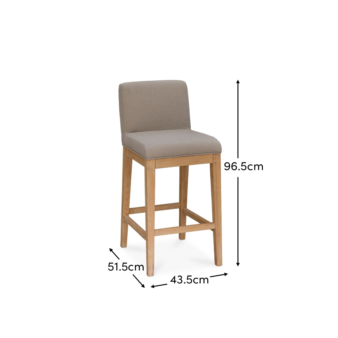Outlet - Nolan Fawn Linen Bar Stool - Whitewash Oak Legs
