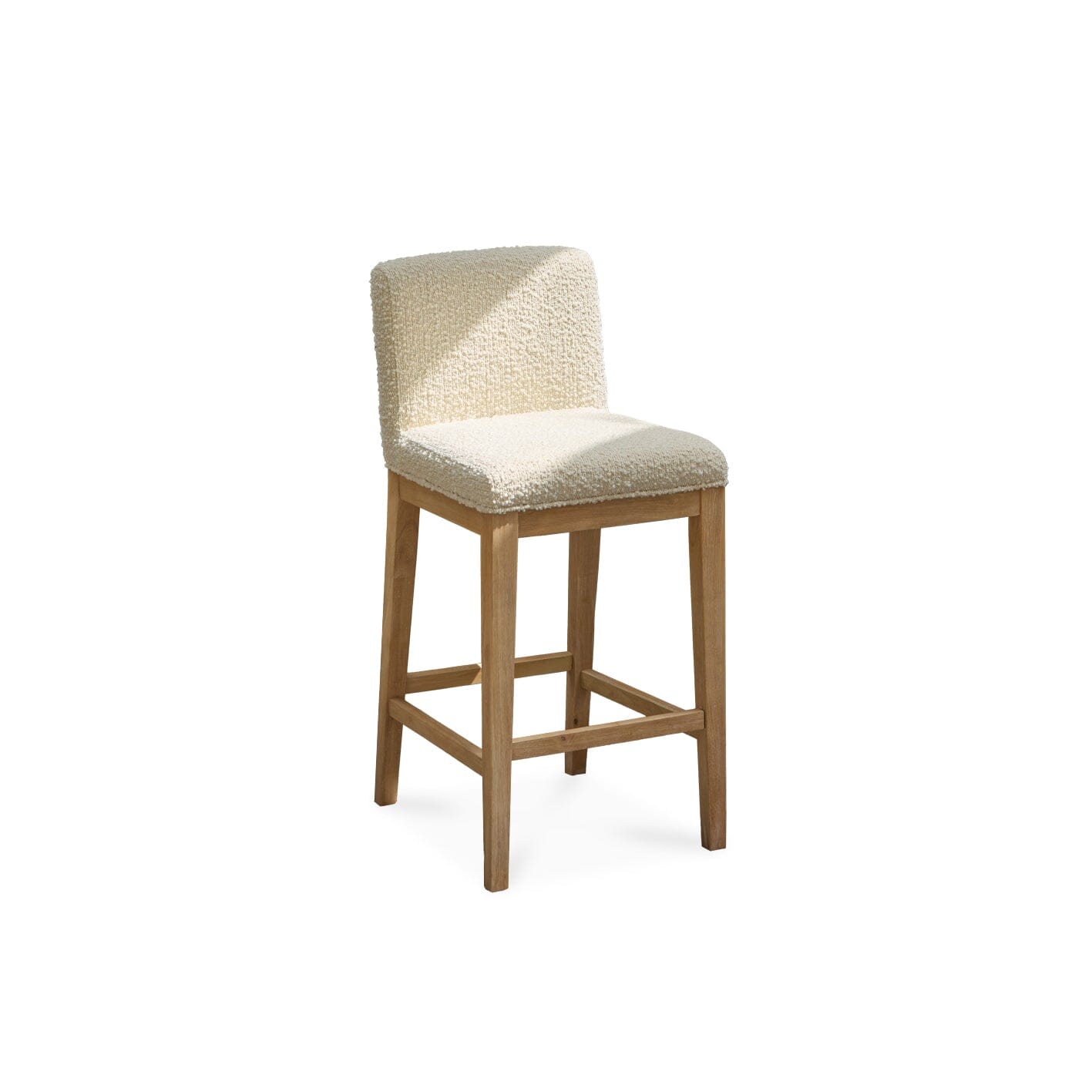 Outlet - Nolan Boucle Bar Stool - Whitewash Oak Legs