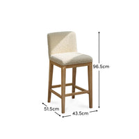 Outlet - Nolan Boucle Bar Stool - Whitewash Oak Legs