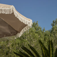 Oia Round Parasol 2m - Wooden Pole - Natural