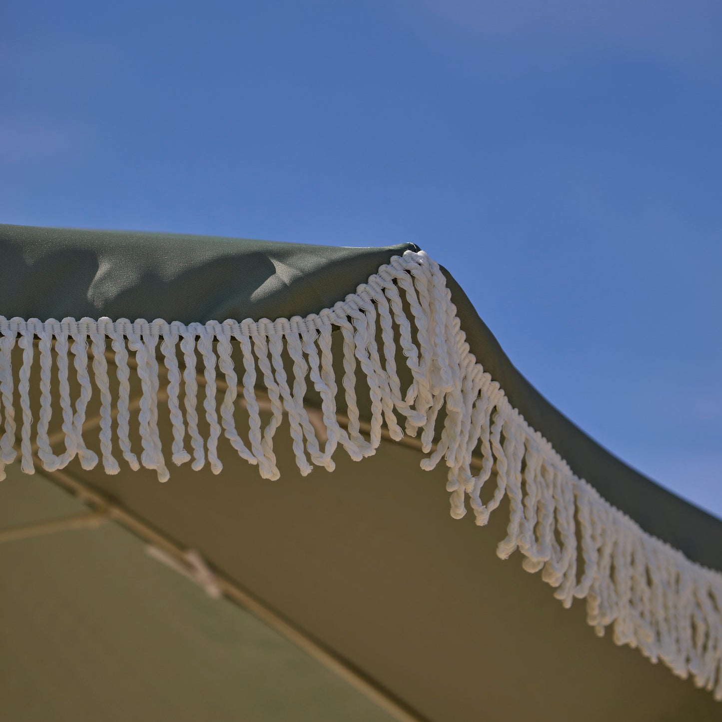 Oia Round Parasol 2m - Wooden Pole - Olive Green