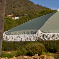 Oia Round Parasol 2m - Wooden Pole - Olive Green
