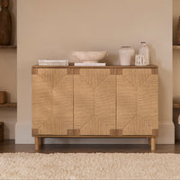 Outlet - Paloma Natural Weave 3 Door Large Sideboard - Natural Oak