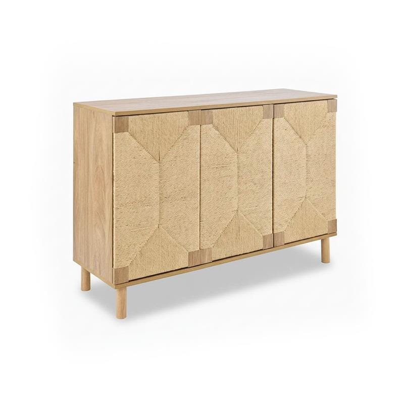 Outlet - Paloma Natural Weave 3 Door Large Sideboard - Natural Oak
