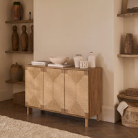 Outlet - Paloma Natural Weave 3 Door Large Sideboard - Natural Oak