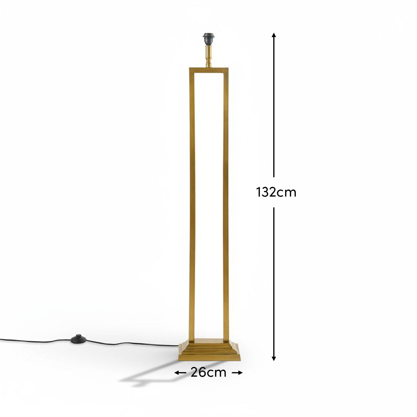 Purley 132cm Gold  Floor Lamp Base with Ashurst 46 x 30cm Shade - White