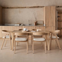 Outlet - Ella Boucle Dining Armchairs - Set of 2 - Whitewash Oak Legs