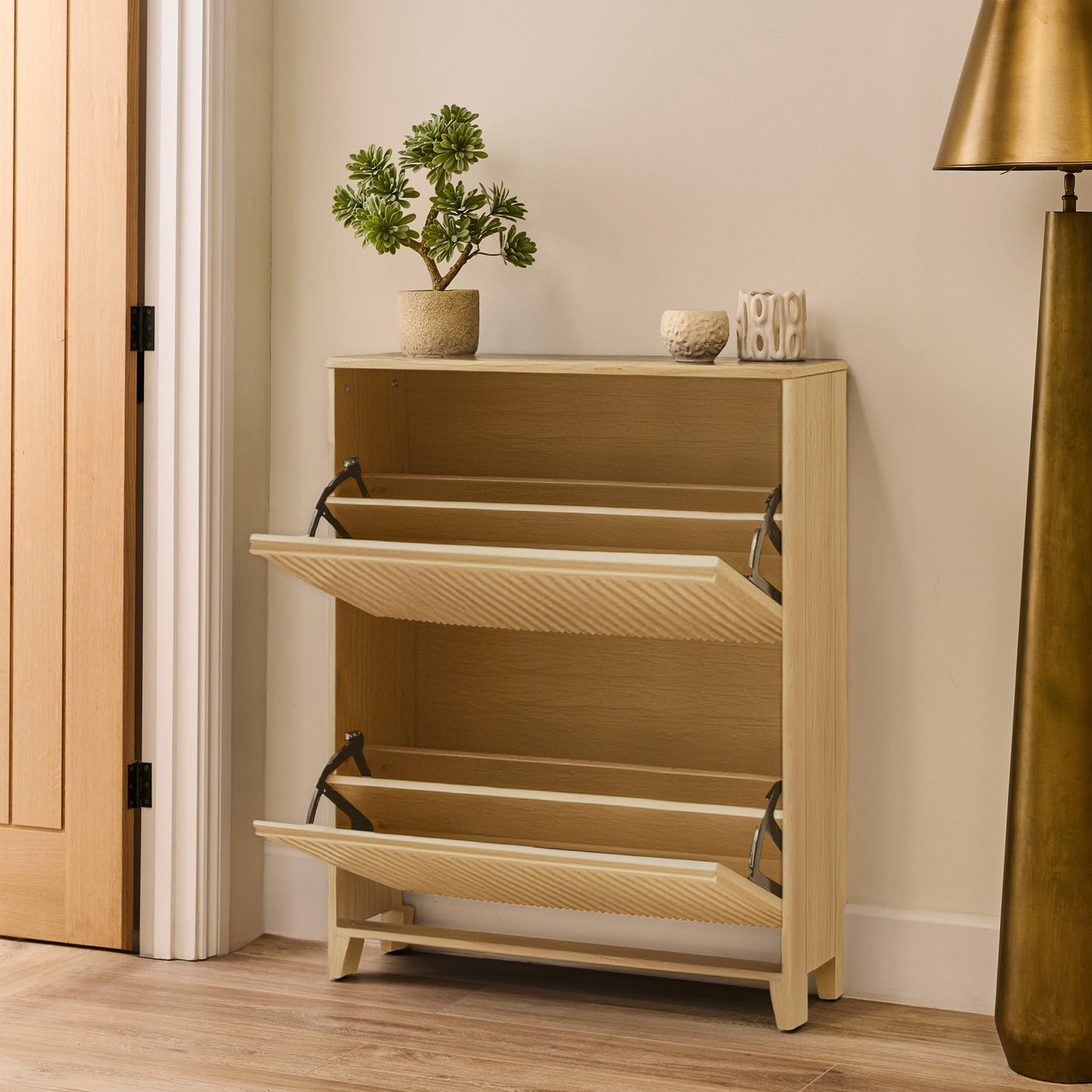 Raleigh Shoe Cabinet - 2 Door - Whitewash