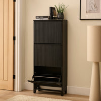 Raleigh 3 Door Shoe Cabinet - Black