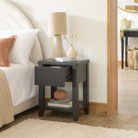 Outlet - Raleigh Black 1 Drawer Bedside Table