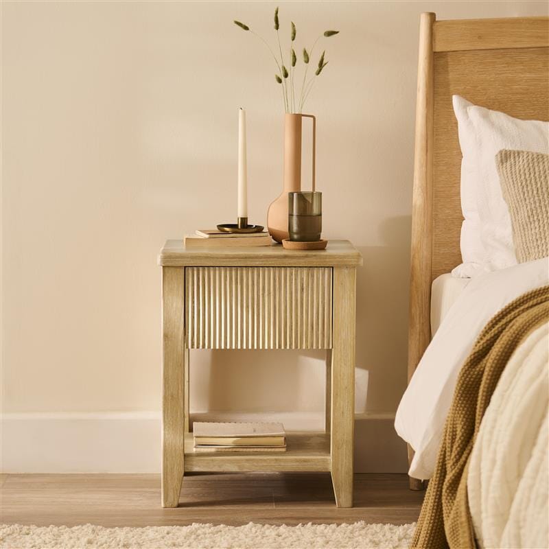 Outlet - Raleigh 1 Drawer Bedside Table - Whitewash
