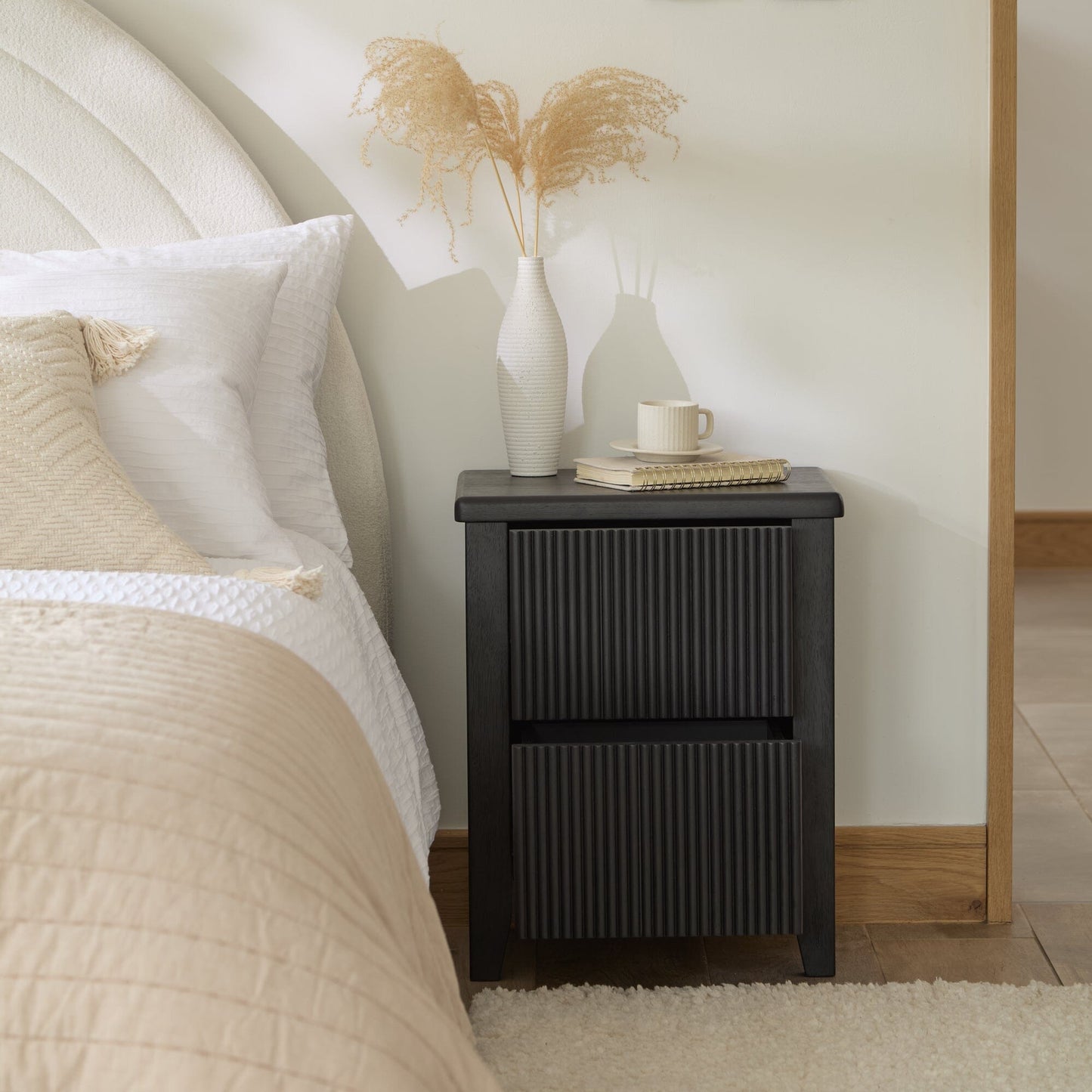 Outlet - Raleigh Black 2 Drawer Bedside Table