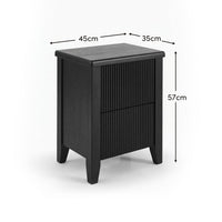 Outlet - Raleigh Black 2 Drawer Bedside Table